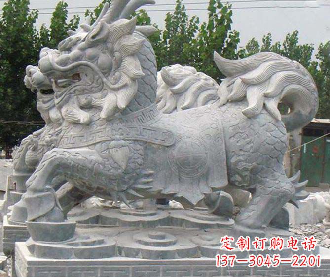 泰安麒麟招财神兽石雕