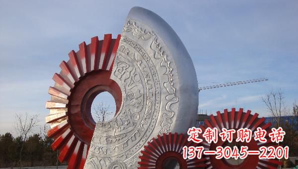 泰安企业不锈钢抽象齿轮雕塑