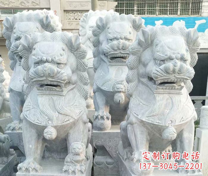 泰安企业景观大理石狮子石雕 (8)