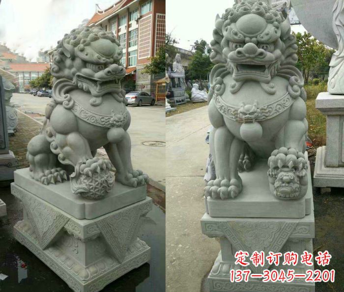 泰安大理石狮子石雕——雕塑定制中的艺术精品