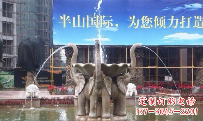 泰安室内外精美小象喷泉石雕