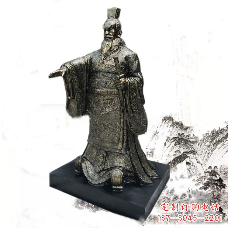 泰安精美秦始皇玻璃钢仿铜雕塑