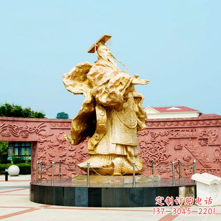 泰安中领雕塑:秦始皇鎏金铜雕塑像