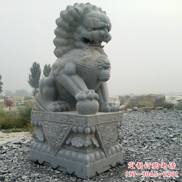 泰安青石北京狮子雕塑,雕刻传承千古之魅力