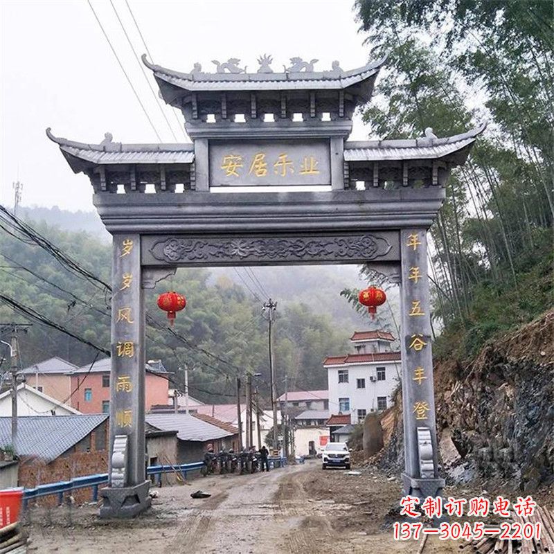 泰安青石单门石牌坊——精美传承中国传统文化雕塑