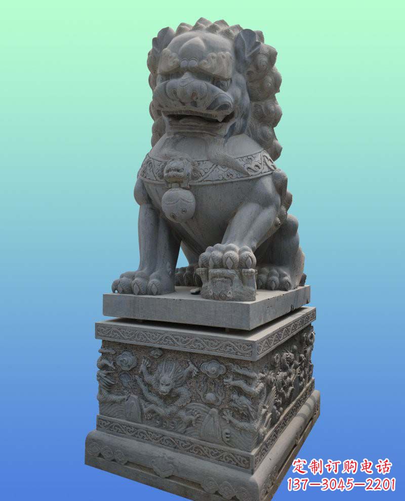 泰安传统工艺与现代美感完美结合的青石狮子雕塑