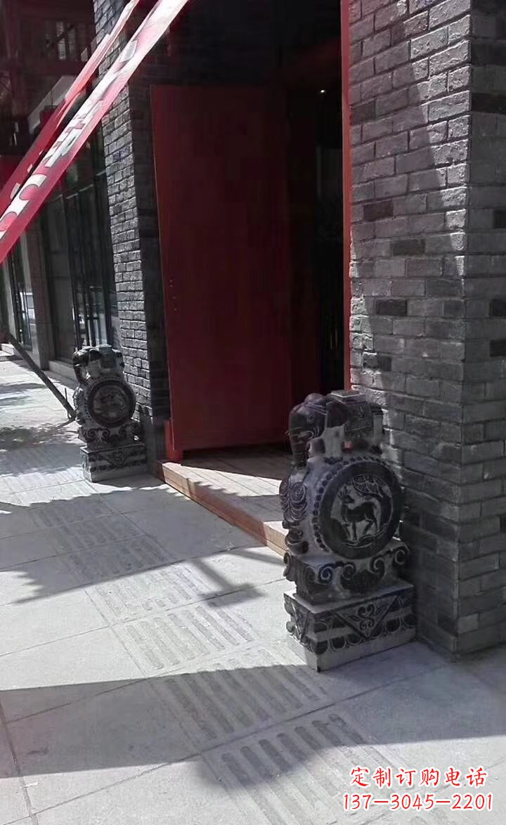 泰安青石雕刻大象门墩抱鼓石
