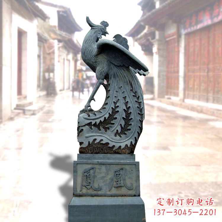 泰安匠心之作——青石仿古凤凰雕塑