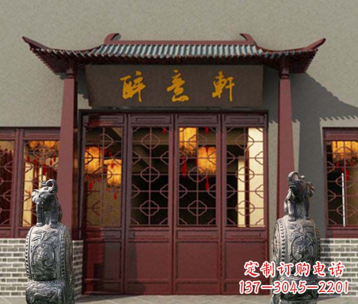 泰安门口镇宅装饰,招财进宝——青石大象雕塑