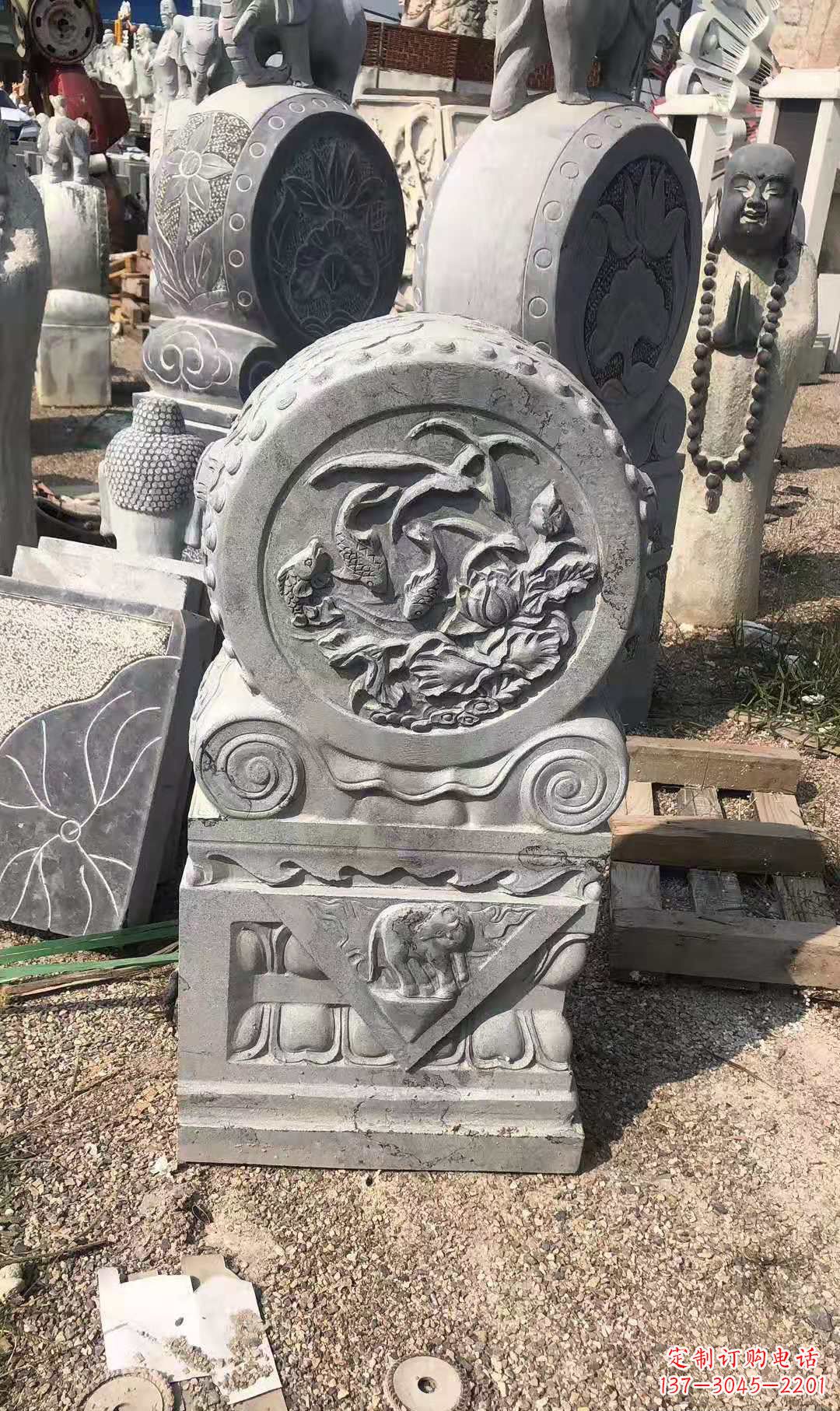 泰安别具一格的门墩青石仿古雕塑