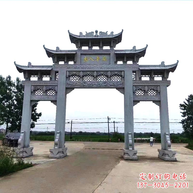 泰安青石仿古农村牌坊雕塑