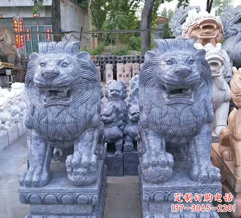 泰安青石仿古西洋狮子石雕,典雅大气