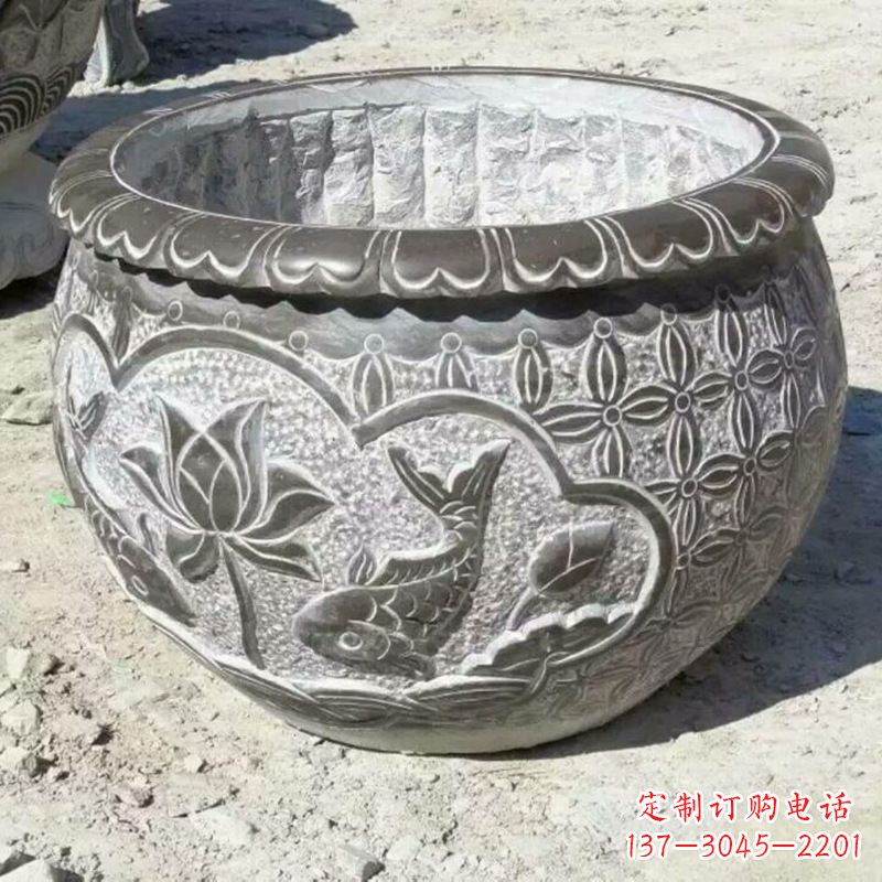 泰安青石浮雕水缸