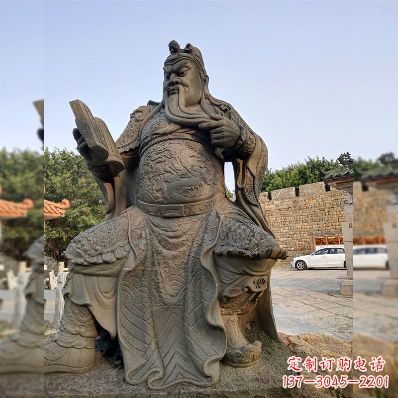 泰安青石关公雕塑,让您的家居更加古典优雅