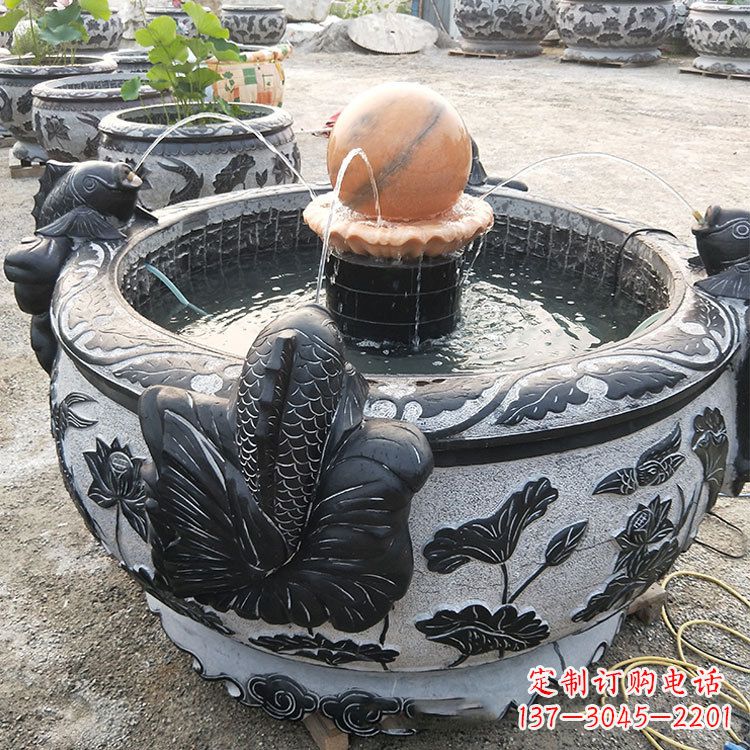 泰安青石鱼缸雕塑,装点您的生活