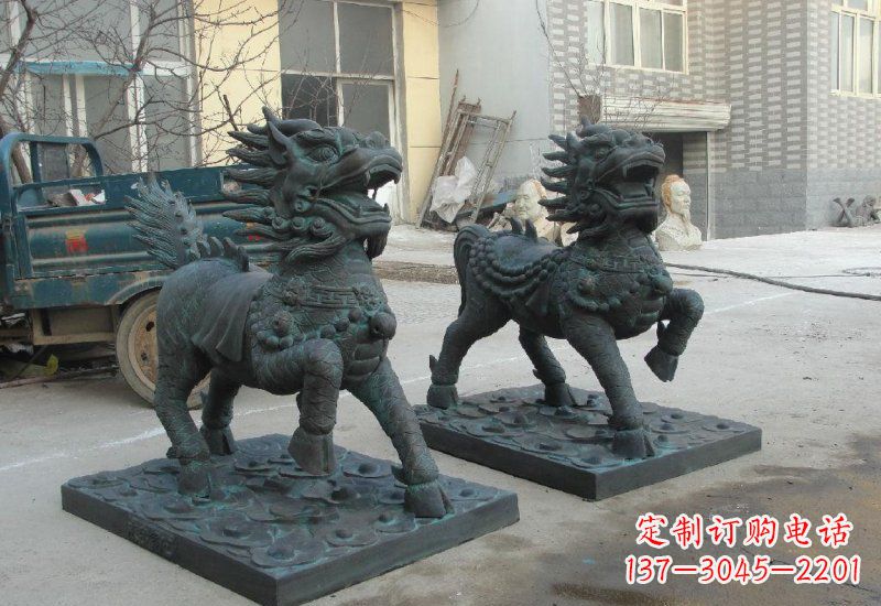 泰安青铜立式麒麟雕塑