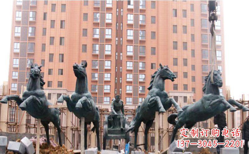 泰安精美青铜马拉车广场雕塑