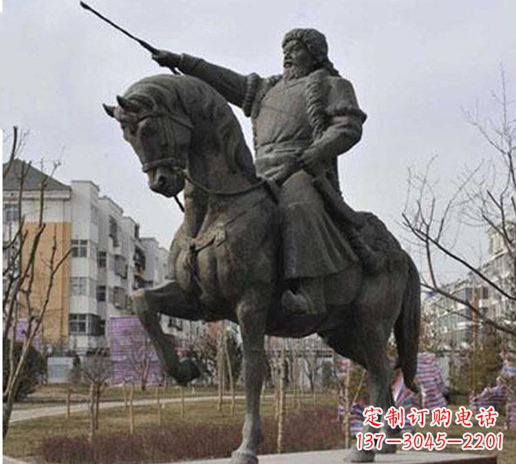 泰安精致雕刻成吉思汗青铜骑马
