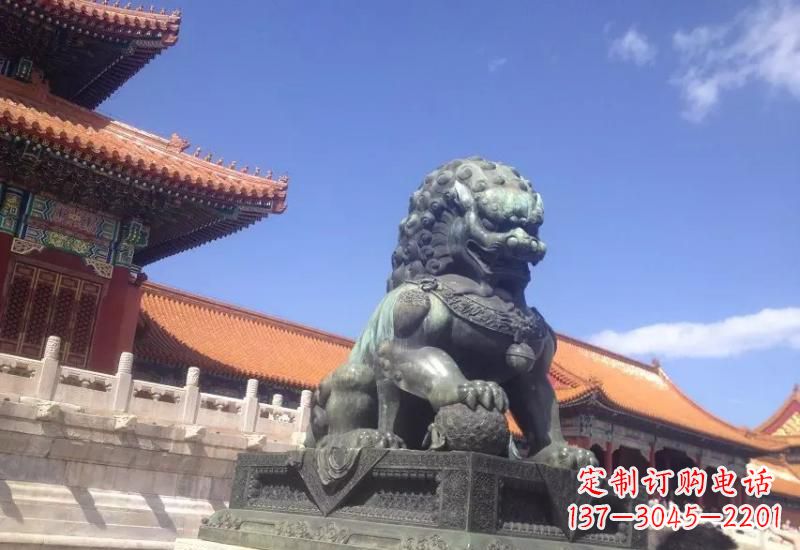 泰安精致青铜狮子雕塑,表达荣耀之美