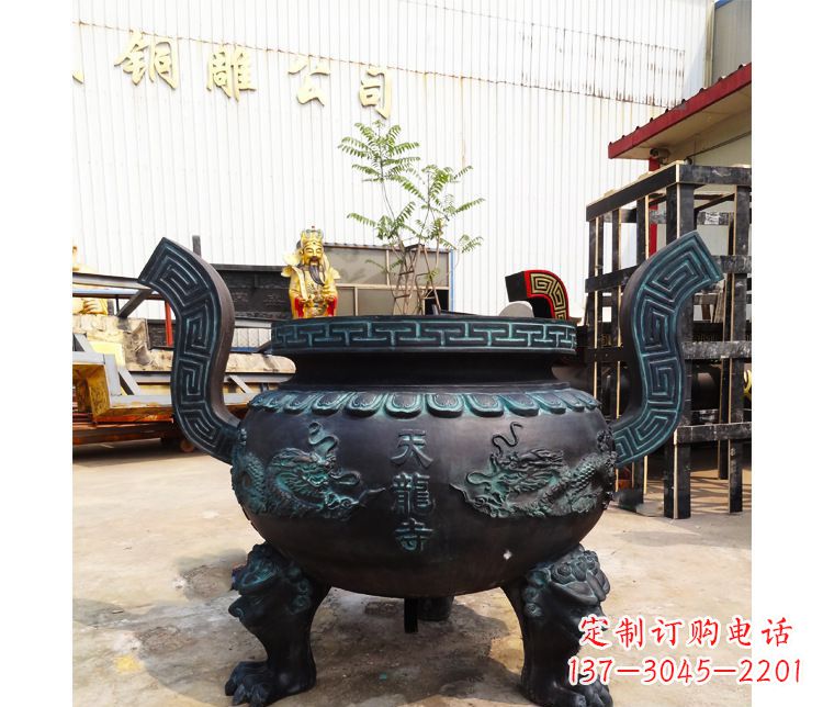 泰安精美青铜寺庙广场香炉雕塑