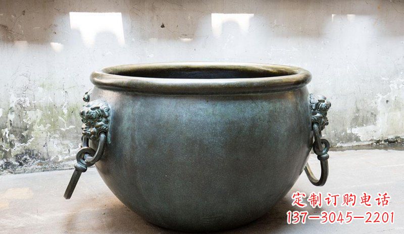 泰安精美青铜水缸雕塑,赏心悦目