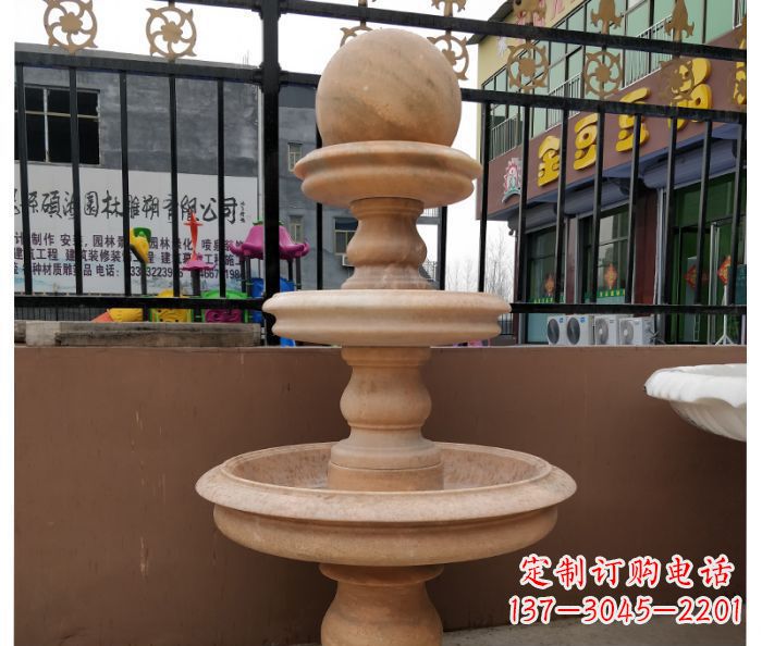 泰安风水球石雕,晚霞红别墅装饰精品