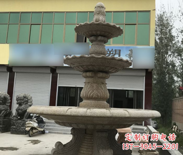 泰安三层砂岩喷泉欧式石雕,定制专属你的雕塑