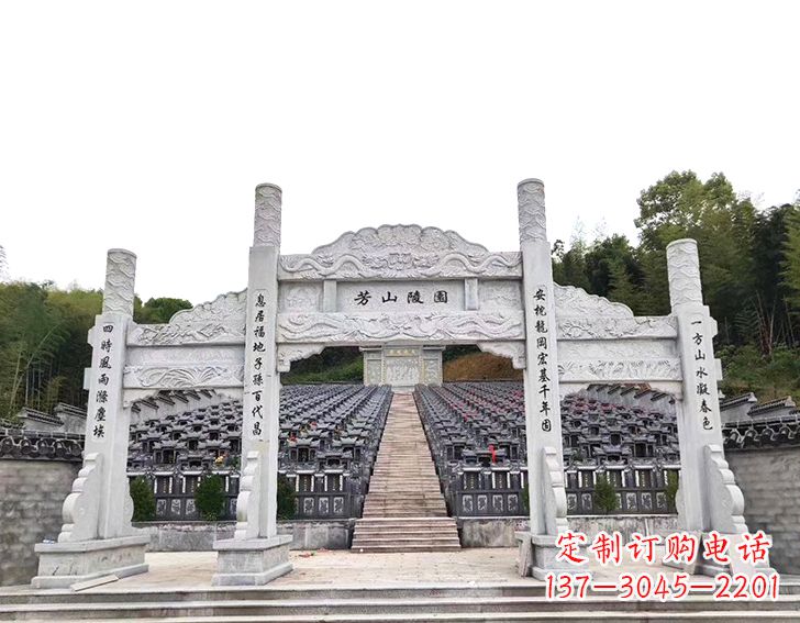 泰安精致雕刻的三门石牌坊雕塑
