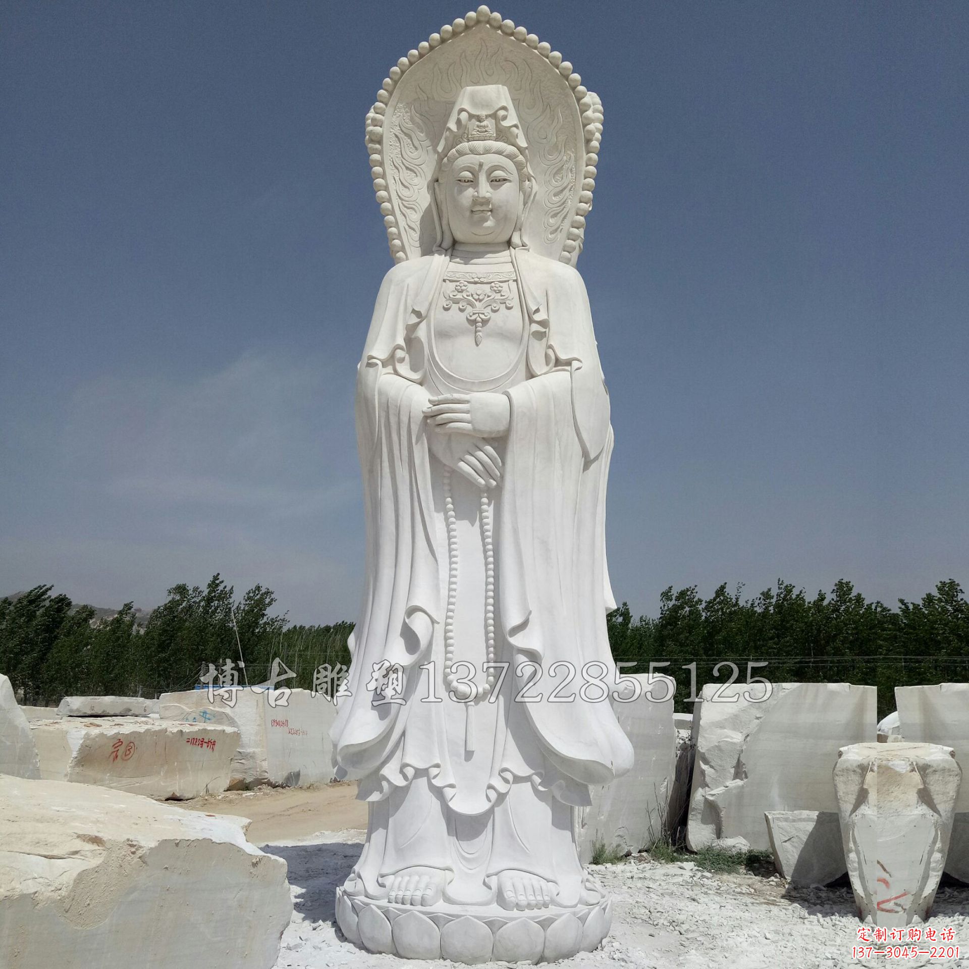 泰安观赏性质的三面观音石雕塑