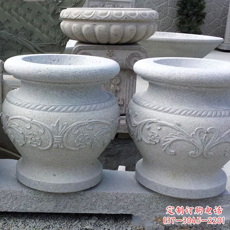 泰安砂岩花盆石雕,搭配室内装饰空间