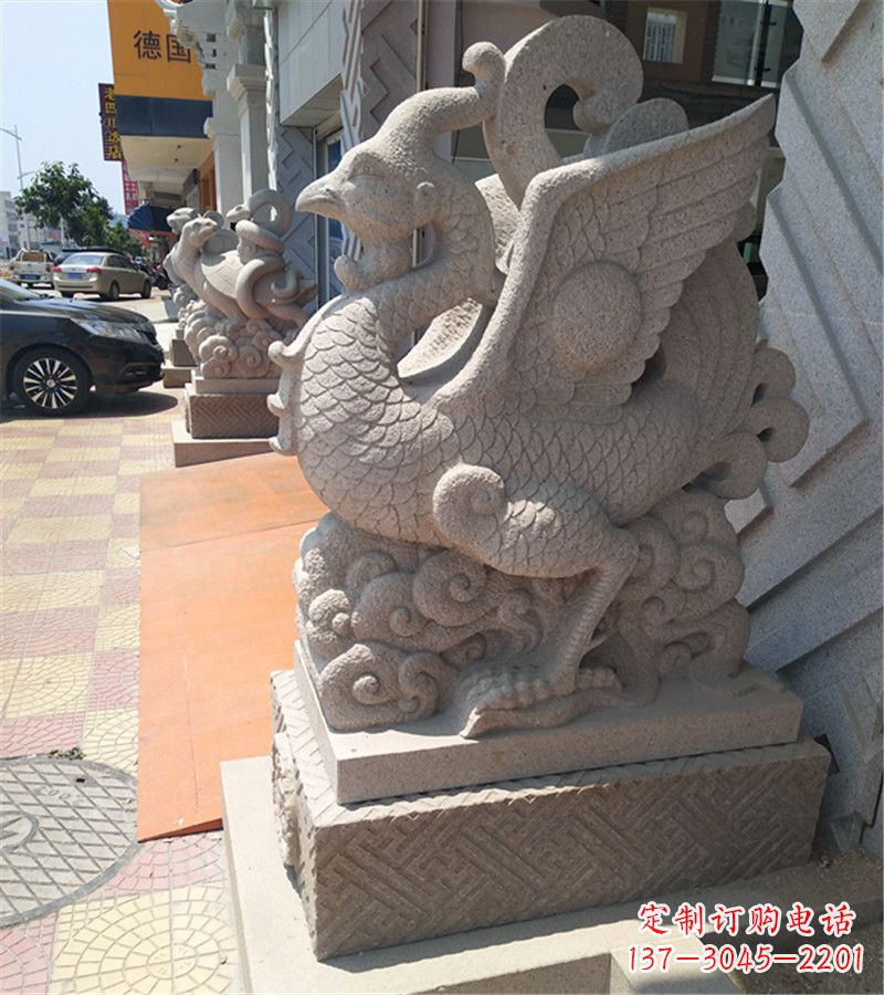 泰安上古四大神兽之朱雀石雕雕塑摆件
