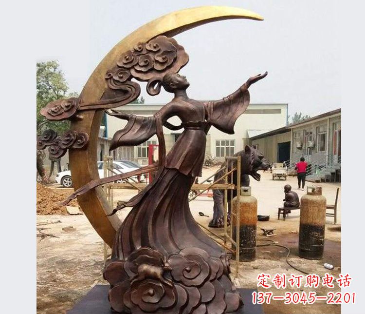 泰安中领雕塑:精美嫦娥月亮铜雕