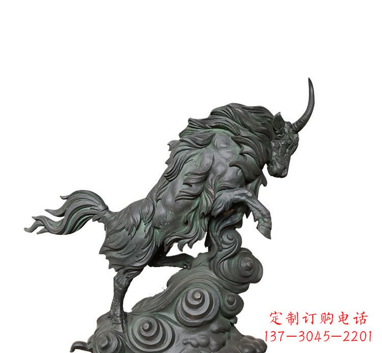 泰安神牛踏波绸缎精美铜雕