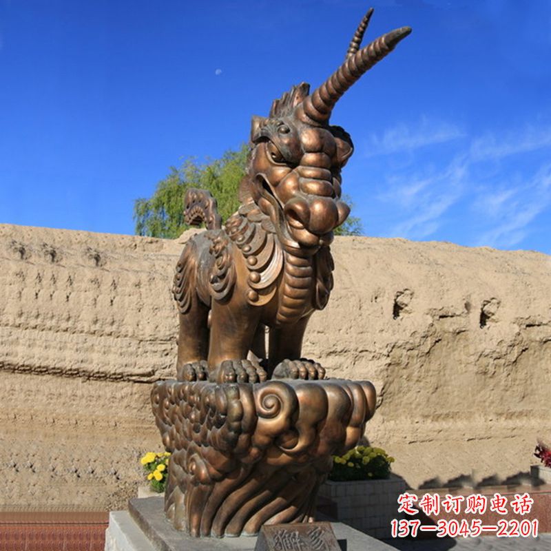 泰安神兽獬豸古铜雕塑摆件