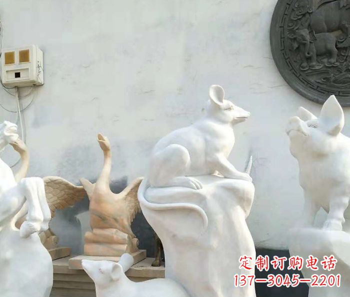 泰安独具个性的汉白玉老鼠石雕