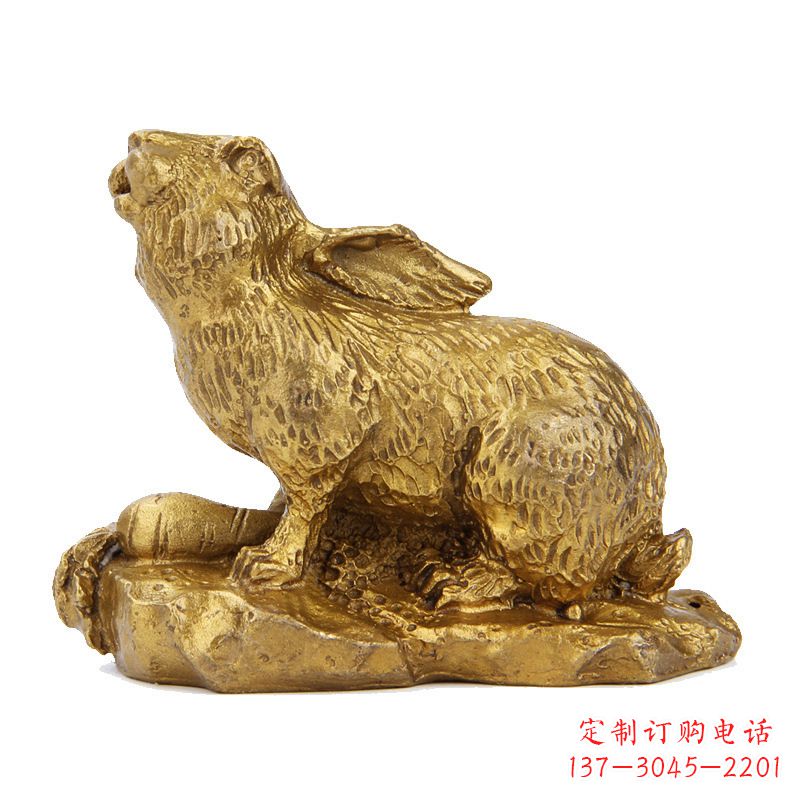 泰安生肖兔-铸铜鎏金动物雕塑摆件