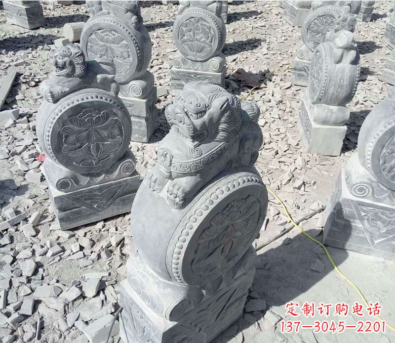 泰安狮子抱鼓石招财门墩石雕,尊贵大气典雅