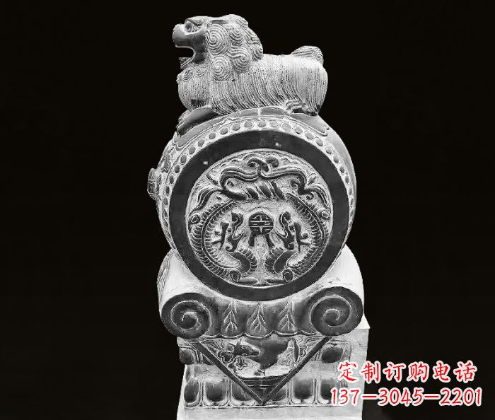 泰安中领雕塑狮子石抱鼓仿古石门墩