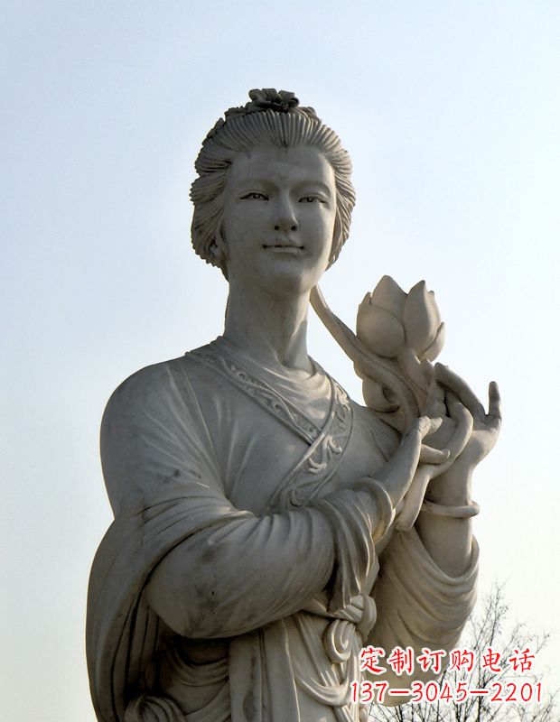 泰安汉白玉荷花雕塑,精致美丽无双!