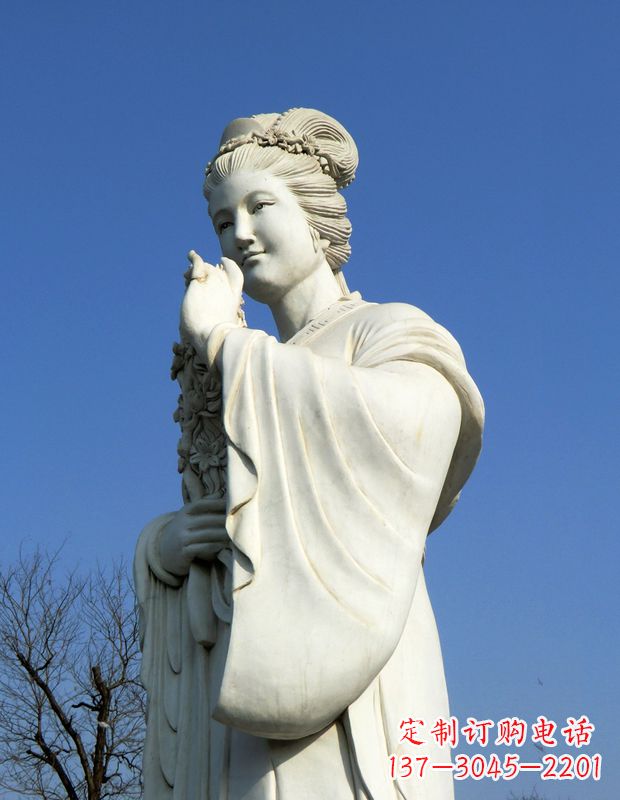 泰安十二花神之三月桃花息夫人汉白玉精美美女雕像