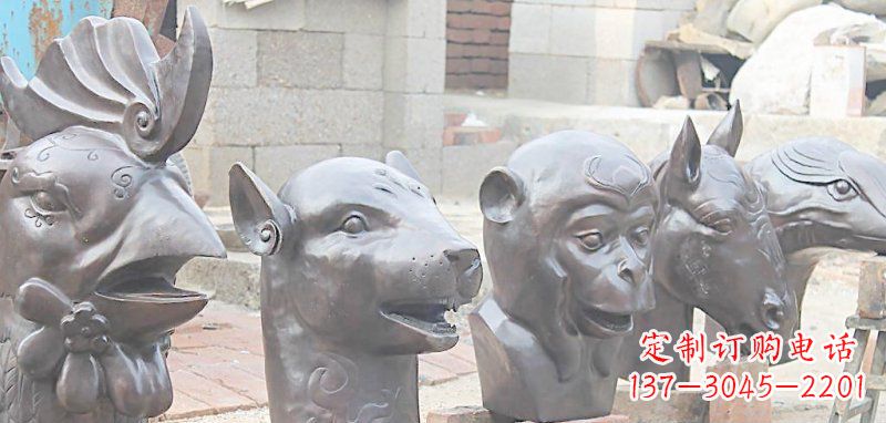 泰安十二生肖铜雕,独特的动物雕塑