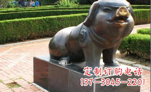 泰安古典中国十二生肖猪铜雕塑