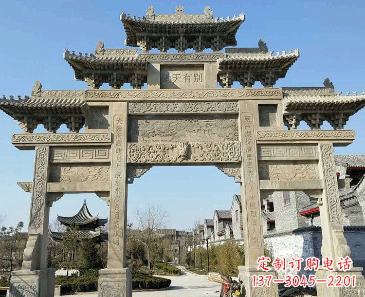 泰安中领雕塑-把双主楼石雕楼牌坊定制出精美之美