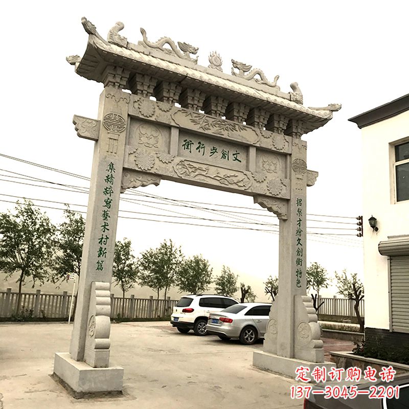 泰安欣赏古老石材牌坊雕塑