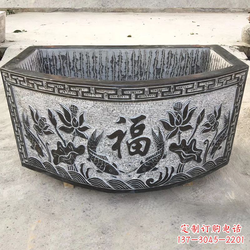 泰安欣赏自然美景,石槽养鱼缸静谧雕塑