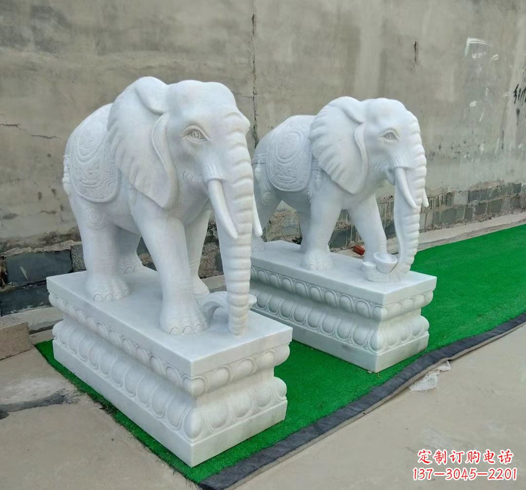 泰安中领雕塑:精美大象汉白玉雕塑