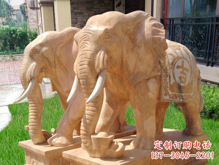 泰安石雕大象风水的精美雕塑