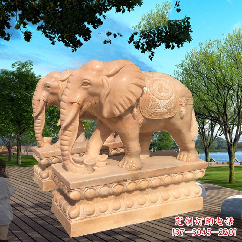 泰安多色大象塑像,艺术雕刻体现彩色生活