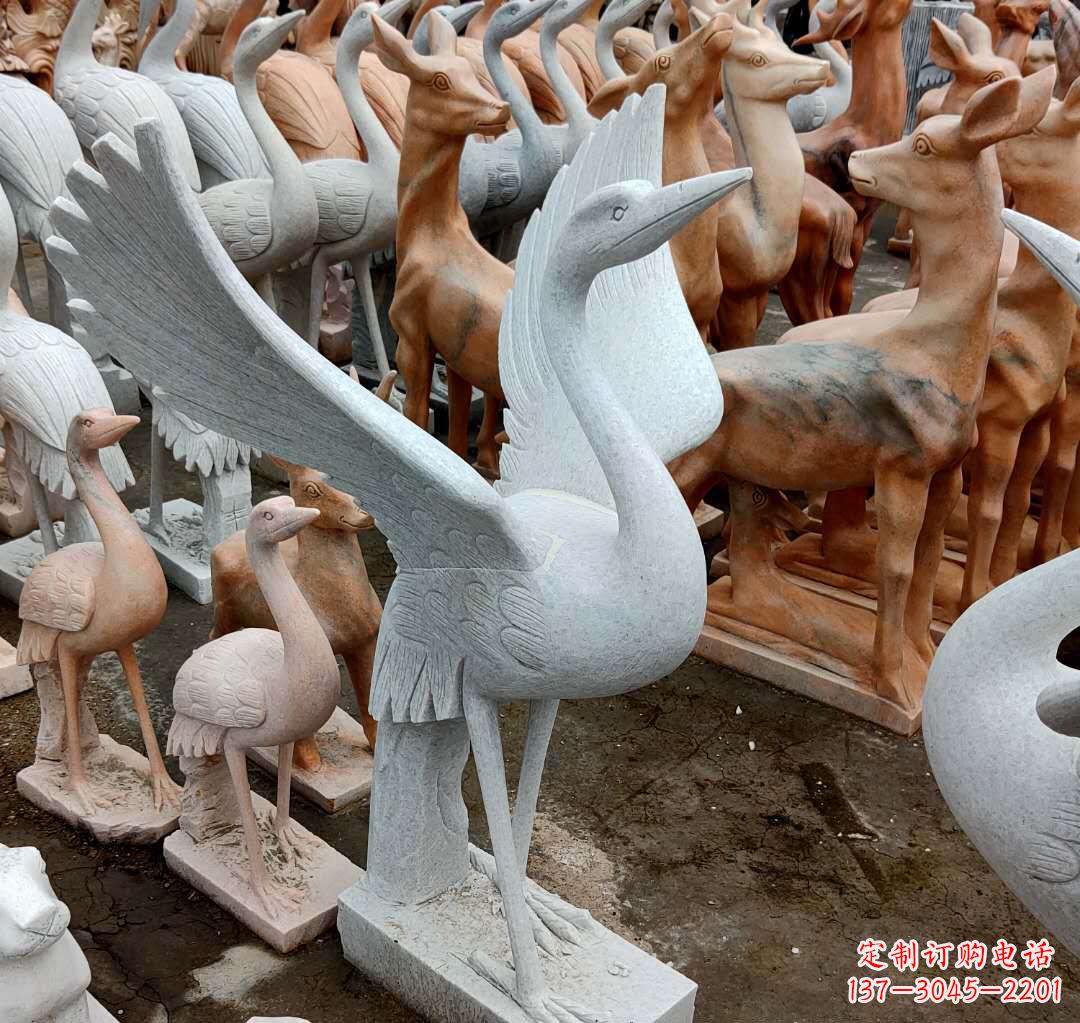 泰安石雕丹顶鹤