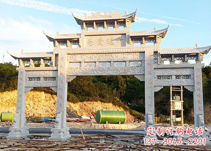 泰安专业定制石雕道路牌坊雕塑